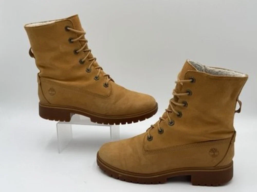 Timberland Boots Womens Size 7.5 Wheat Waterproof Fleece Lined Nubuck Teddy